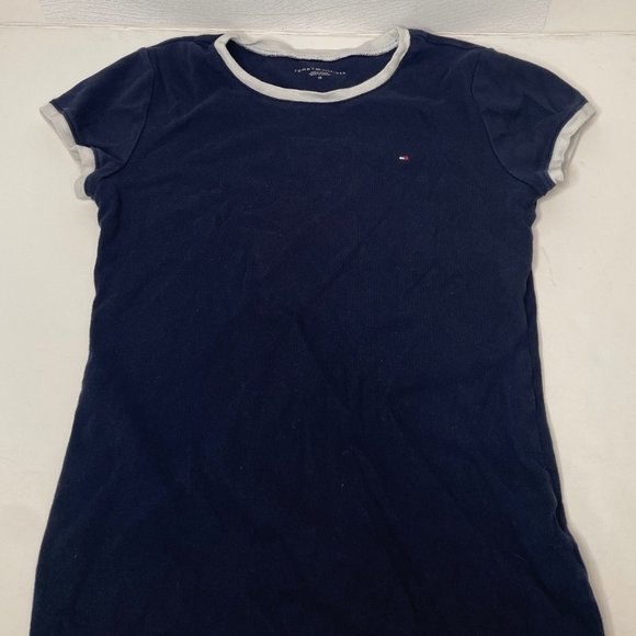 Tommy Hilfiger Navy Blue White Crewneck T-Shirt Womens Medium - Picture 1 of 3